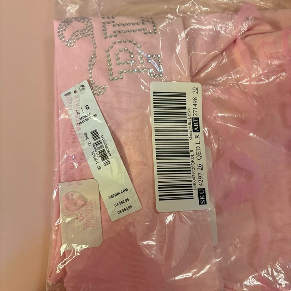 New LoveShackFancy x PINK  Cotton Foldover Flare Leggings W size Large - Picture 3 of 7